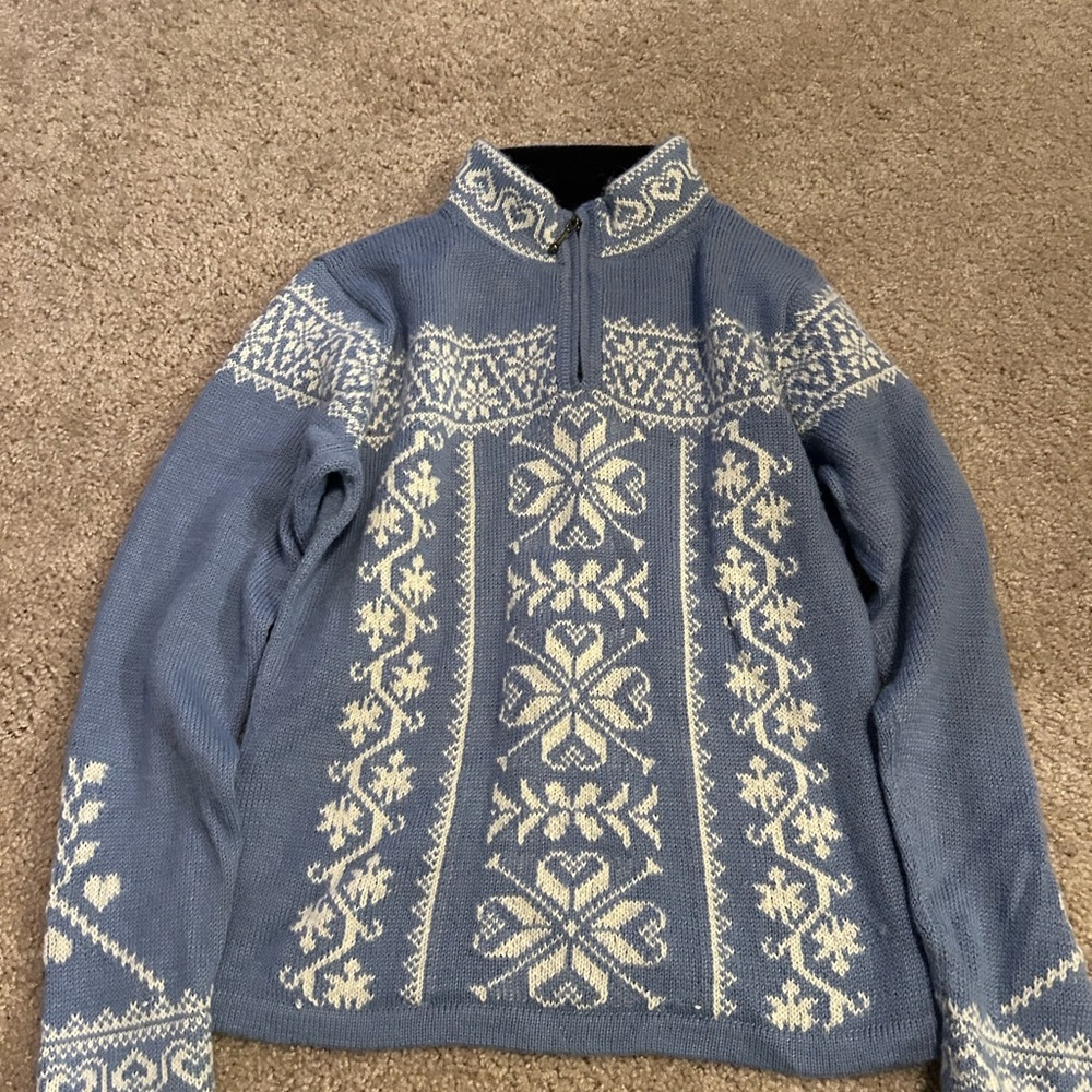 Blue and White Nordic Sweater